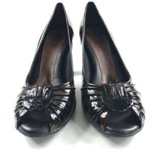 Nurture Women's Drake Peep Toe Black Patent Heels